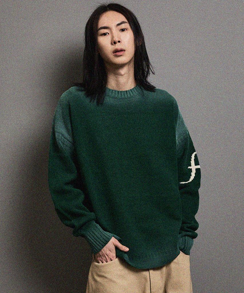 FFEFF STUDIO Vintage Washed Efro Logo Round Pullover (Green)