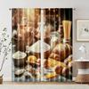 2 Pcs   Filtering Curtains (excluding Rods   Non-movable   Without Batteries) A Warm Bread and Pastry Design with a Rustic Baking
