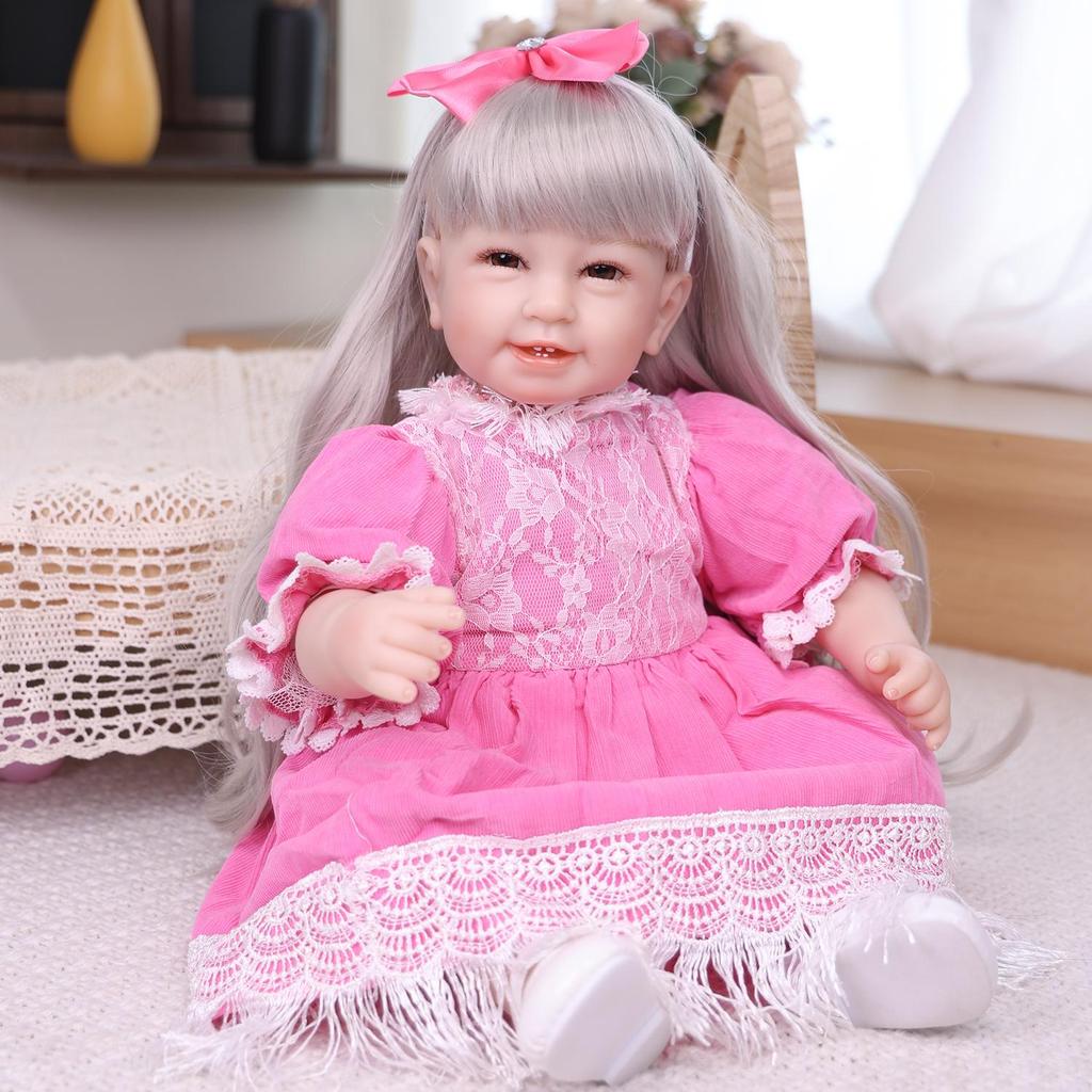 KEIUMI Reborn Puppen 55 cm Silikon Stoffkörper Berührung Weich Neugeborene Mädchen Frühes Lernspielzeug Weihnachten Geburtstagsgeschenke