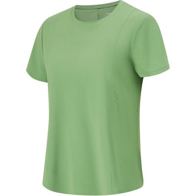 Fitness Serisi Düz Renk Yuvarlak Yaka Rahat Nefes Alabilir Bol Kısa Kollu Tişört Kadın Üstleri Taş Yeşili ATSU450-2