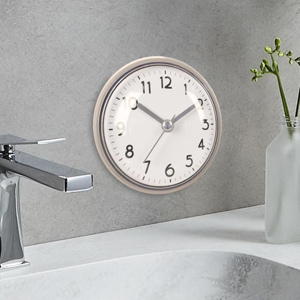 Mini-Saugnapf-Wanduhr Stille Wasserdichte Antibeschlag Kleine Uhr für Badezimmer Küche Toilette Wandbehang-Dekoration