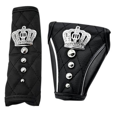 Car Accessories Diamond Crown Gear Cover Hand Brake Cover Block Manual Automatic Gear Shift Cover Protective Case Car Seat Belt