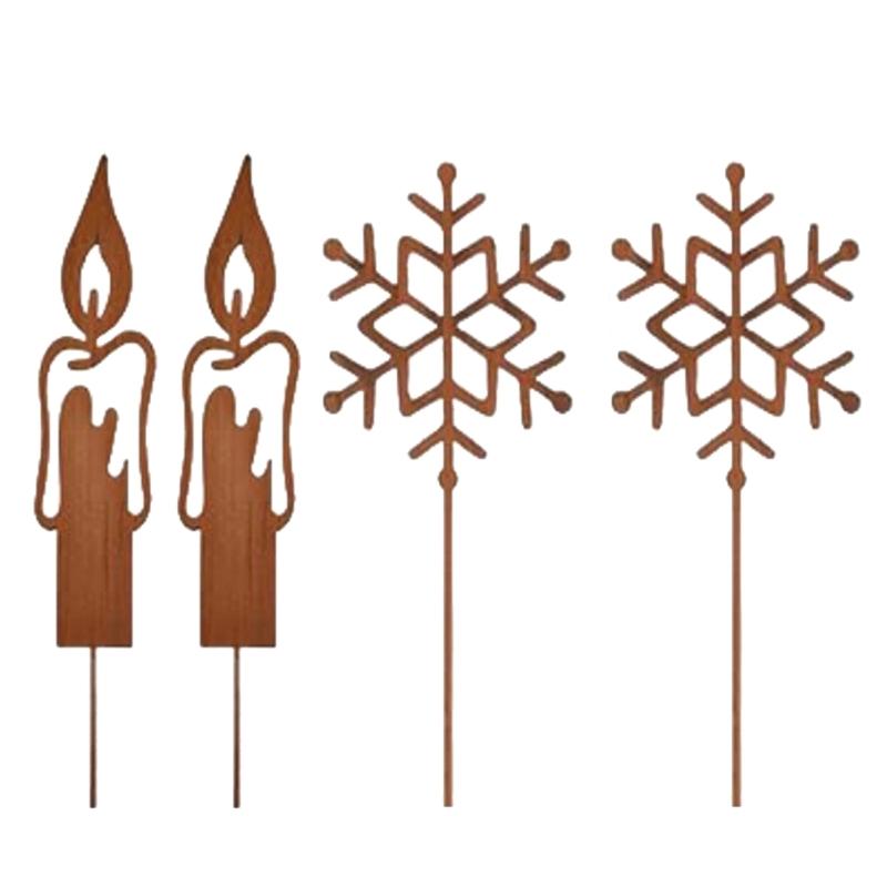 Metal Christmas Garden Decoration Stakes for Plant Pots Yard Decors Yard Stakes Christmas Decors for Garden Yard Lawn