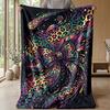 Neon Leopard Abstract Art 1 Theme blanket Lightweight Warm Flannel Blanket Decorative Throw Blanket for Home Decoration