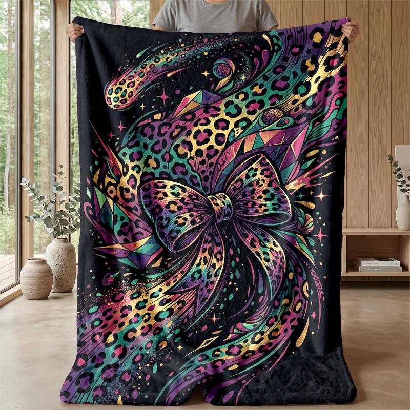 Neon Leopard Abstract Art 1 Theme blanket Lightweight Warm Flannel Blanket Decorative Throw Blanket for Home Decoration