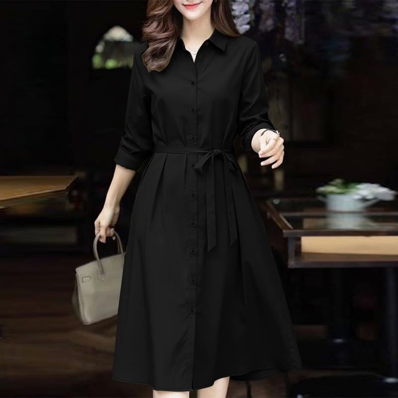 ZANZEA Damska luźna sukienka z długim rękawem i kołnierzykiem typu „sweet down”