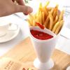 1pc 2 In 1 French Fries Cups Plastic Cups Sauces Snacks Dessert Plate Ketchup Slant Cup Two Cup Spout Kitchen Accessories