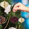 6 Pcs Honeycomb Christmas Ornaments 3D Mini Glitter Edge Paper Honeycomb Lantern Vintage Foldable Xmas Tree Hanging Decoration for Holiday Party Decor