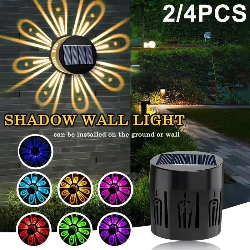 2/4PCS Solar Peacock Projection Lights Outdoor LED Wall Lamp Waterproof Solar Fence Lights for Yard Garden Lawn Christmas Decor