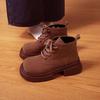 Big head British style retro short boots for women 2025 new autumn thick-soled heightening Maillard brown Martin boots for women