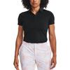 Under Armour Solid Color Slim Fit Short Sleeve Polo Shirt Women Tops Black 1363949-001