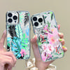 Plating Lens Frame Clear Case For iPhone 15 16 Pro Max Plus 14 12 13 Pro 11 Electroplating TPU Flowers Print Phone Cover