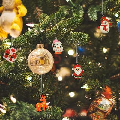 30Pcs Christmas Tree Mini Acrylic Pendant Cute Hanging Ornaments Mini Christmas Decor Decorative For Home Party