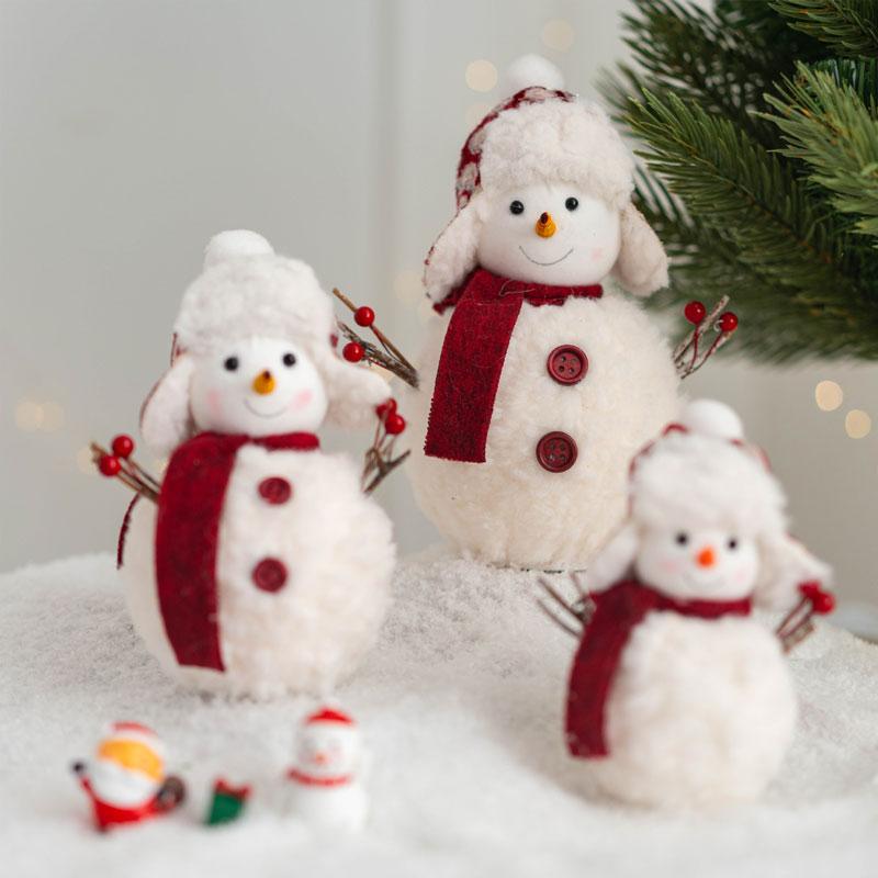 1pc Christmas Cute Ornaments Gift Favors Plush Cartoon Snowman Doll Knitted