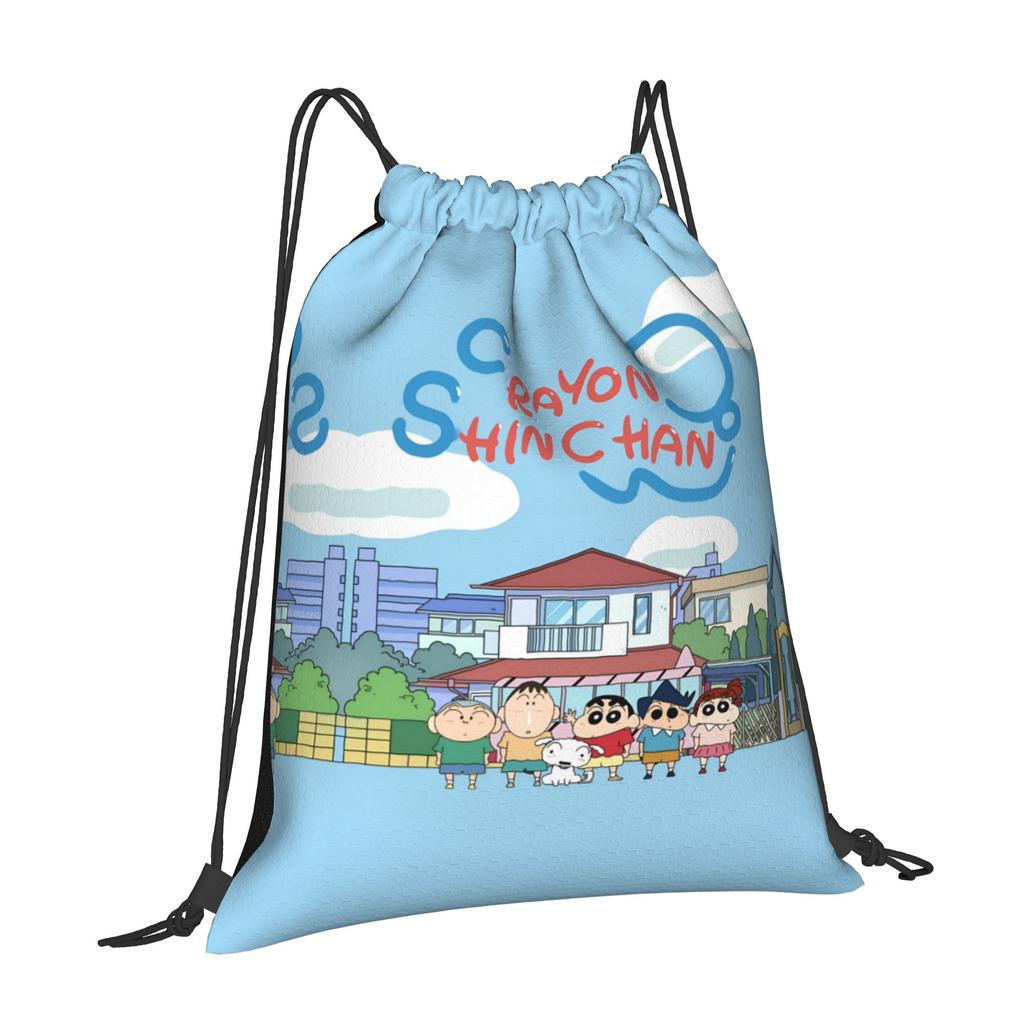 Custom Crayons Shins Chans Drawstring Bags for Shopping Yoga Backpacks Men Women Cartoon Sports Gym Sackpack