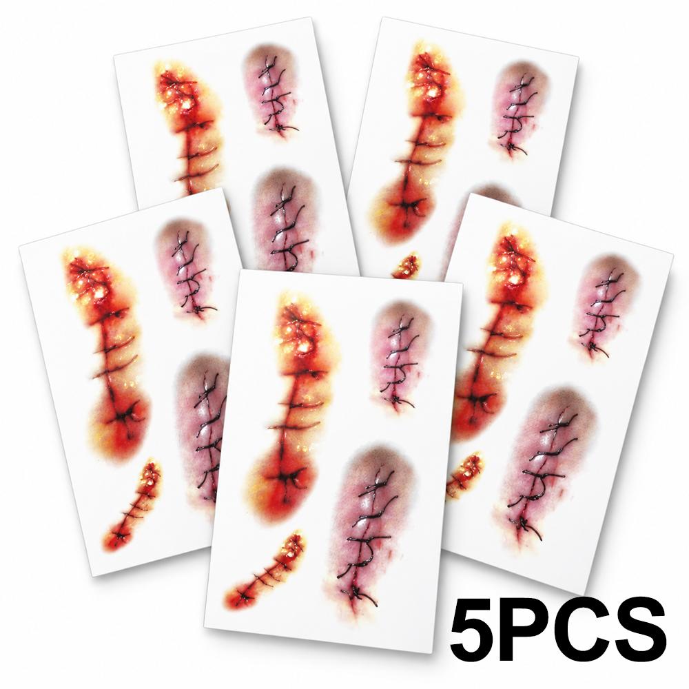 1/11pc 1D Fake Scar Tattoos Sticker Halloween Scab Bloody Makeup  Body Face Realistic Wound Scary Sticker Prank Props Party Deco