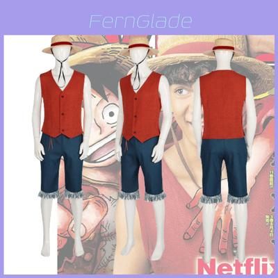 One Piece Luffy Real-life Movie Costume For Men Pirate King Wano Kingdom Cosplay
