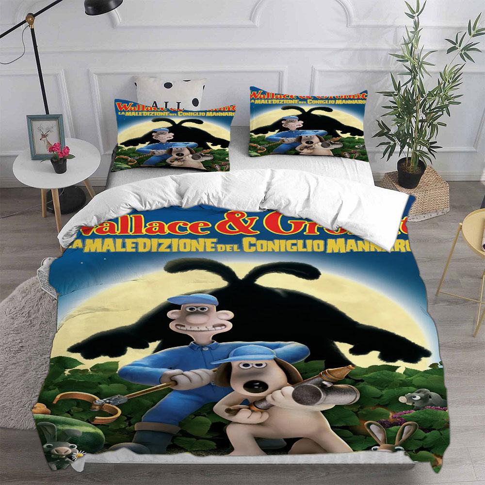 Wallace & Gromit Bedding Sets Comforter Quilt Bed Cover Duvet Cover Pillow Case 2-3 Pieces Sets Kids Adult Size