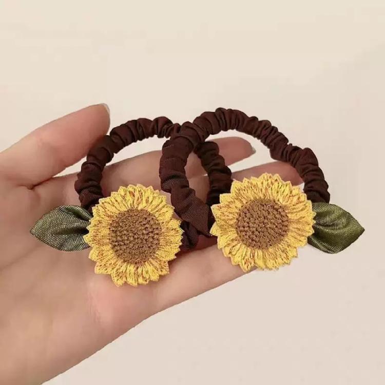 2Pcs Elastic Sunflower Hair Tie Fashion Hair Accesories Unique Hair Clip For Adding Style To Everyday And Special Event