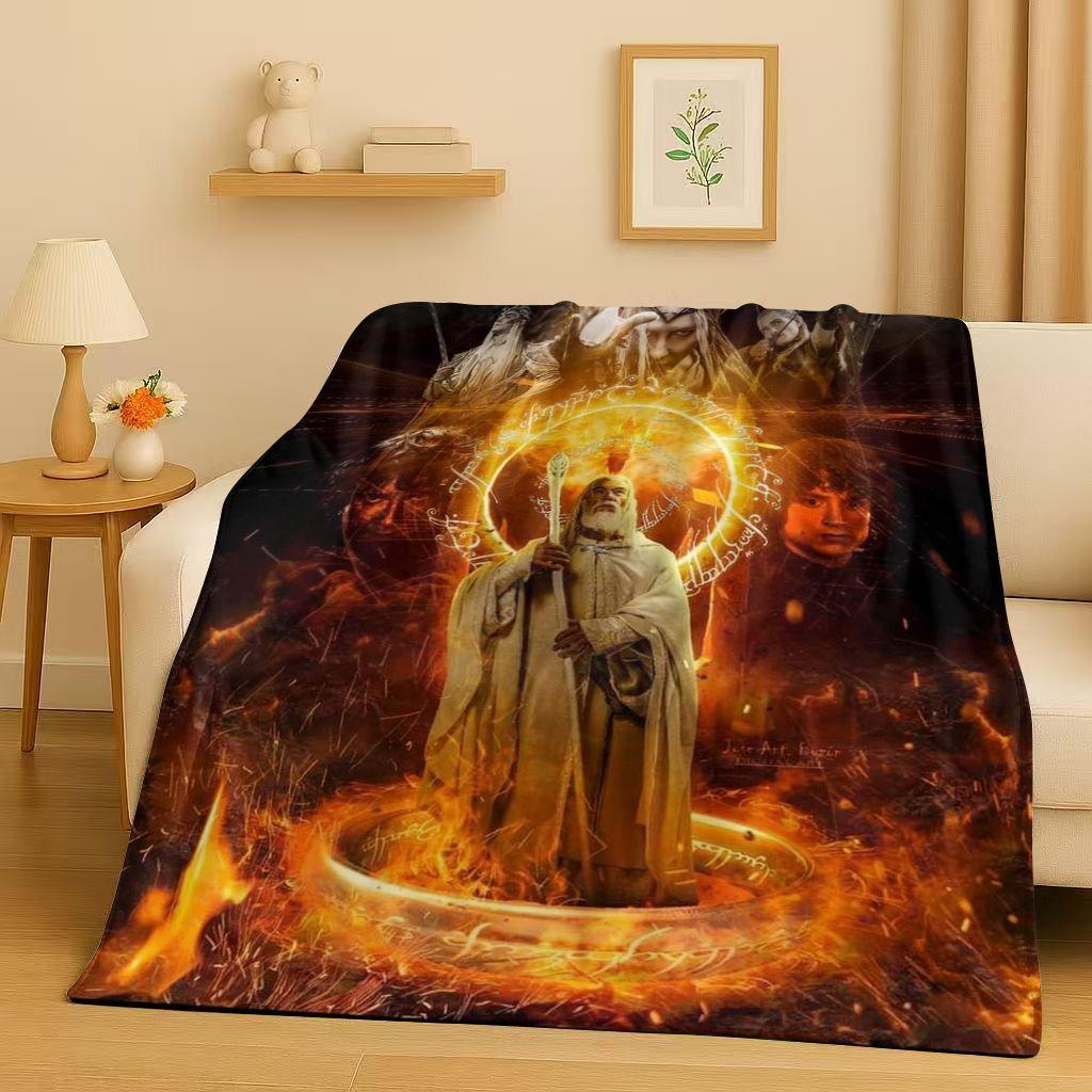 HD L-Lord of The Rings H-Hobbit Gandalf Legolas Flannel Blanket,Ultra Soft Warm Plush Throw for Home Bedroom Bed Sofa Cover
