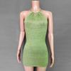2024 Summer Women's Fashion Lace-up Halter Knit Slim Fit Open Back Dress