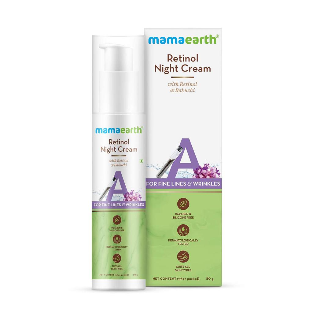 Mamaearth Retinol Night Cream For Women 50g Anti Aging Moisturizer For Wrinkles Fine Lines Even Skin Tone Glow