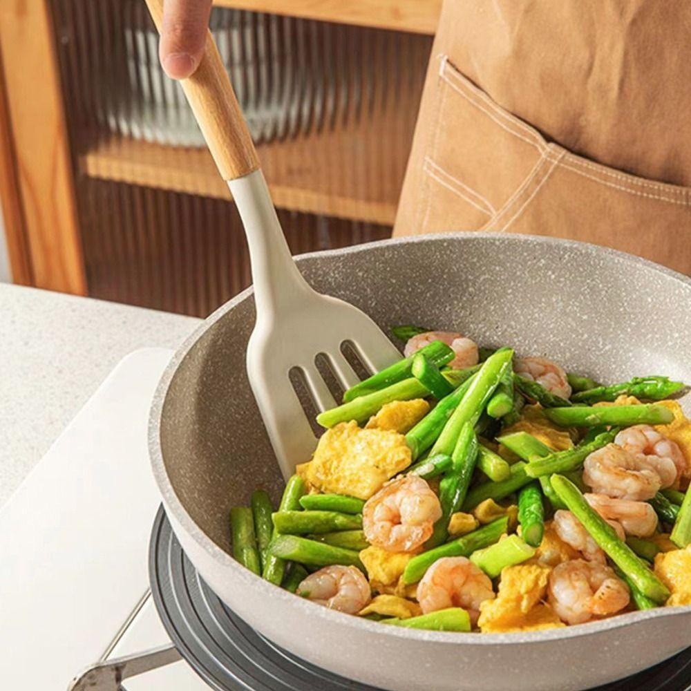 3Pcs/set Beige Cooking Turner Spatula Colander Kitchen Utensils Cookware Pancakes Frying Pan