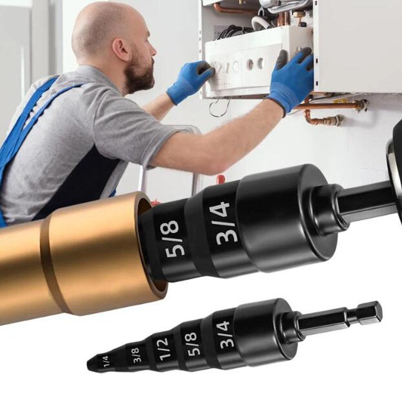 Rozšiřovací nástroj 5 v 1 Klimatizace Měděná trubka Rozšiřovač Rozšiřovací vrták Sada s šestihrannou stopkou, s bity 1/4, 3/8, 1/2, 5/8, 3/4