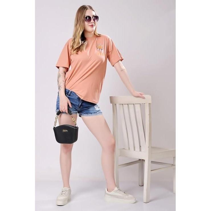 Women’s Loose Fit Graphic Printed Breathable Summer Oversized T-shirt Combo of 2