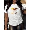 European Size Women's "Love You" Heart Patterned Short-sleeved Shirt, Fashionable Outfit Piece, Daily Home Wear Clothing