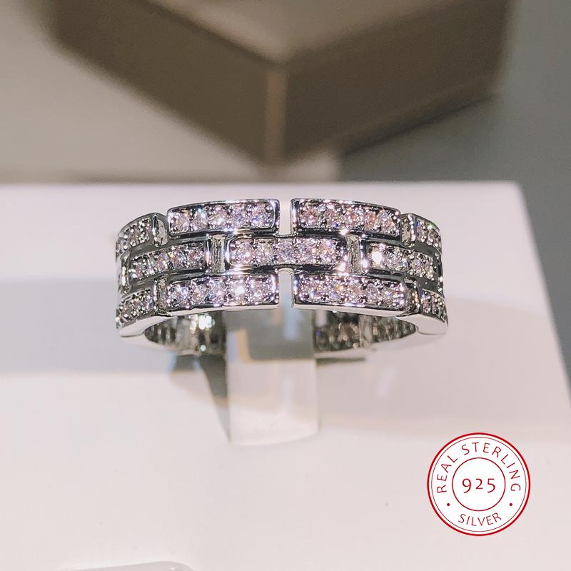 sterling copper exquisite AAAA+ white zircon multi-layer ring ladies party cocktail party men and women jewelry gifts