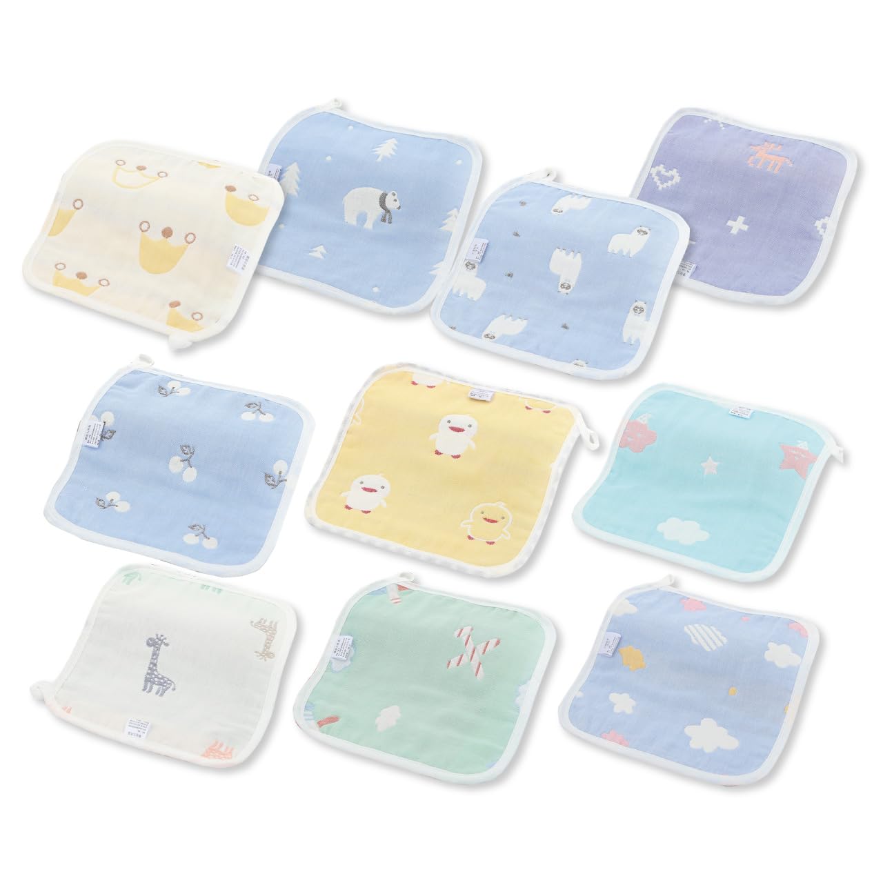 

RERACO Gauze Gauze Towels with for Hand Towels of 10 for Handkerchiefs, Loops, Baby/Child Towels, 6-Ply Gauze, 100% Cotton, Soft, Boys, Nursery, (Set