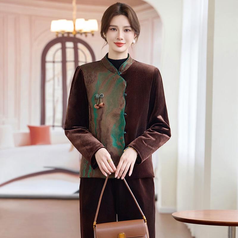 Yalu Women's Chinese Style Velvet Jacket Set
