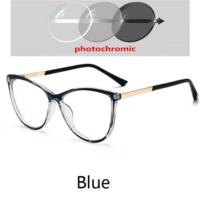 Blu-ray Blocking Cat Eye Nearsighted Eyeglasses Fashion PC Oval Prescription Spectacle 0 to -6.0 for Women Men