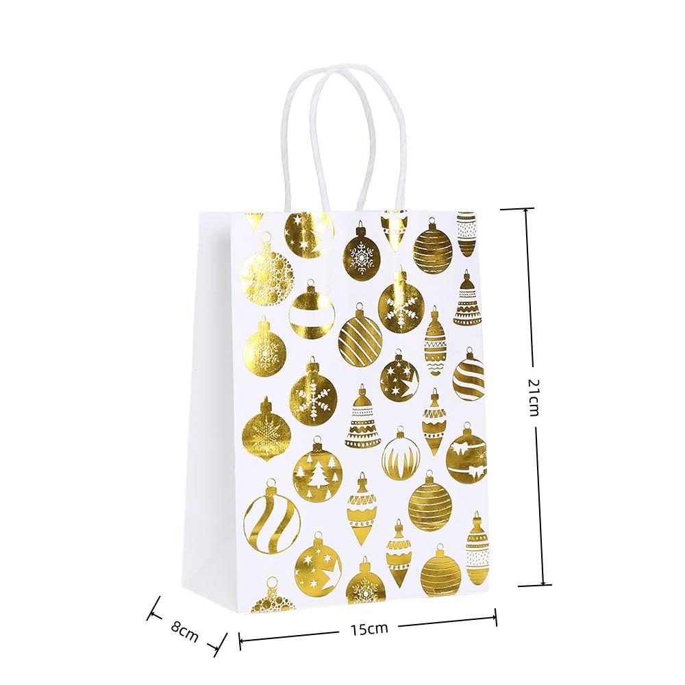 12/30pcs Merry Christmas Paper Tote Bags with Gold Foil Prints Reusable Holiday Bags for Gifts and Favors Packing Candy