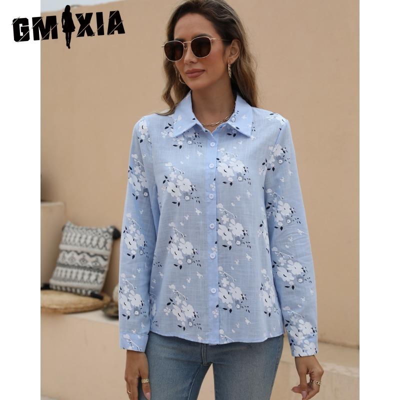 GMXIA Women's Fashion Casual Long Sleeve POLO Neck Blouses & Shirts