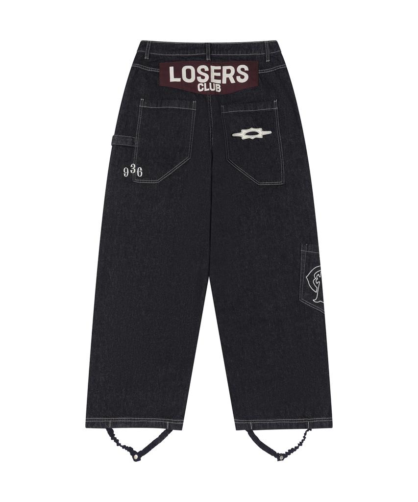 Lujeoseukeulleob Weite Bootcut Jeans Indigoblau