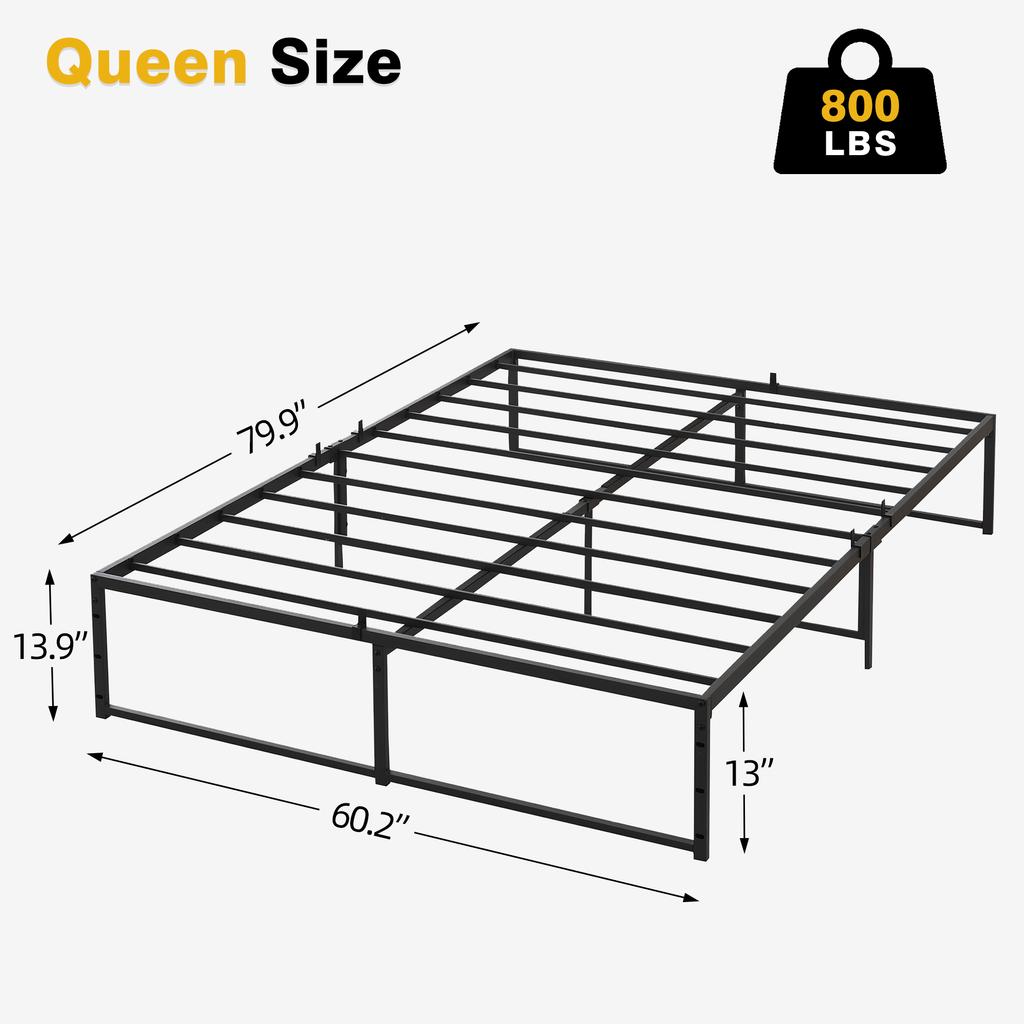 Metal Bed Frame 13 Inch with 3 in 1 Steel Support Heavy Duty Metal Platform Bed Frame No Box Spring Needed Mattress Foundation