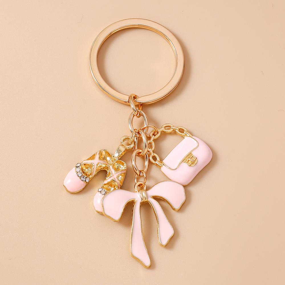Fashion Bowknot Keychain Simulation Handbag Shoes Key Ring Pendants for Women Girls DIY Handmade Jewelry Gifts