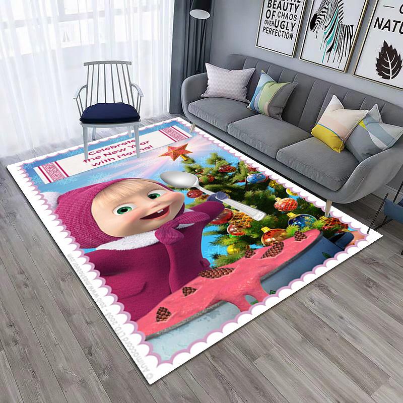 Russian animation Masha and the Bear Fairy Tale Cartoon Carpet Soft Home Living Room Bedroom Door Mat Outdoor Picnic Ground Mat rug T4