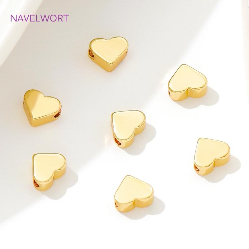 18K Real Gold Plated Brass Heart Shape Spacer Beads For Bracelets Making,Separators For Beads,DIY Beading Jewelry Accessories