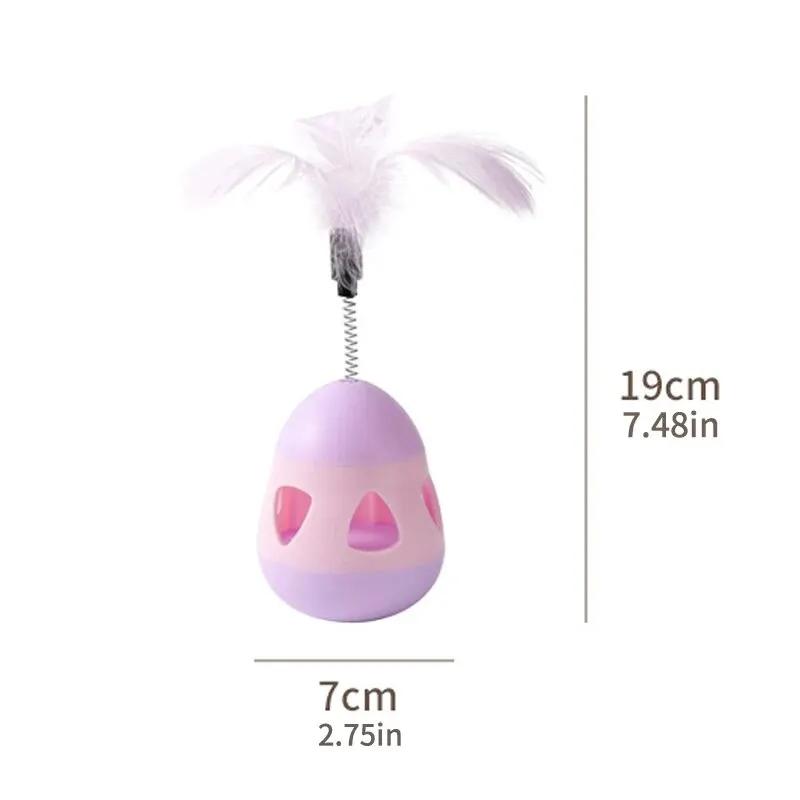 Cat Interactive Tumbler Toy - Leaky Food Ball With Feather Teaser, Rolling Boredom Relief & Fun Pet Entertainment