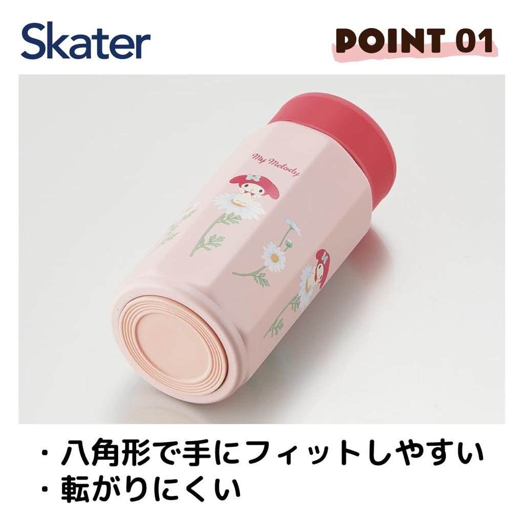 Skater Stainless Steel Mug Easy To Octagonal Hot My Flower Bottle, 350ml, Hold, Shape, Insulated, & Cold, Melody, Language, Sanrio, STO4-A