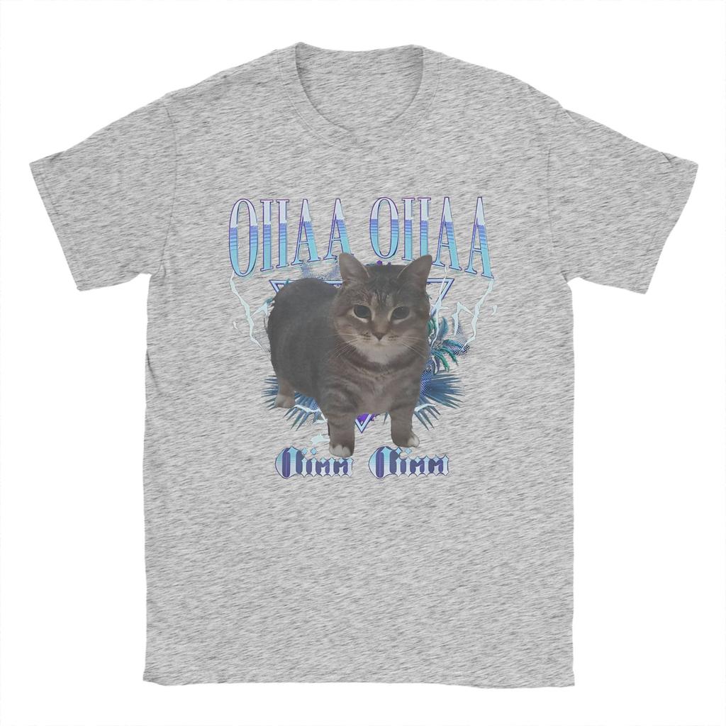 Men's OIIAA OIIAA Funny Spinning Cat Meme T Shirts Humor Brainrot Cotton Merch Awesome Short Sleeve Crew Neck Tees Gift T-Shirts