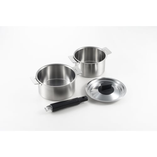 Maruyama Giken SOUEN Detachable Handle Pot Set (2-Piece) (14cm & 16cm) 1.2L & 1.6L, Includes One Dedicated Handle and One Dual-Use Lid, SE-26, Inducti