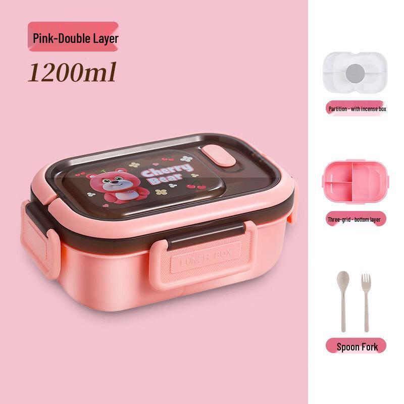 Cartoon Bear Compartmentalized Stainless Steel Lunch Box