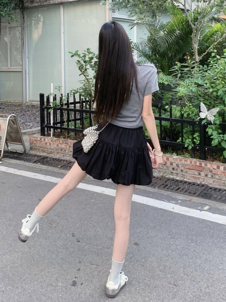 French Sweet Minority Design Sense Bow Flower Bud Skirt Female Autumn 2024 New High Waist Slim A-line Fluffy Casual Skirts