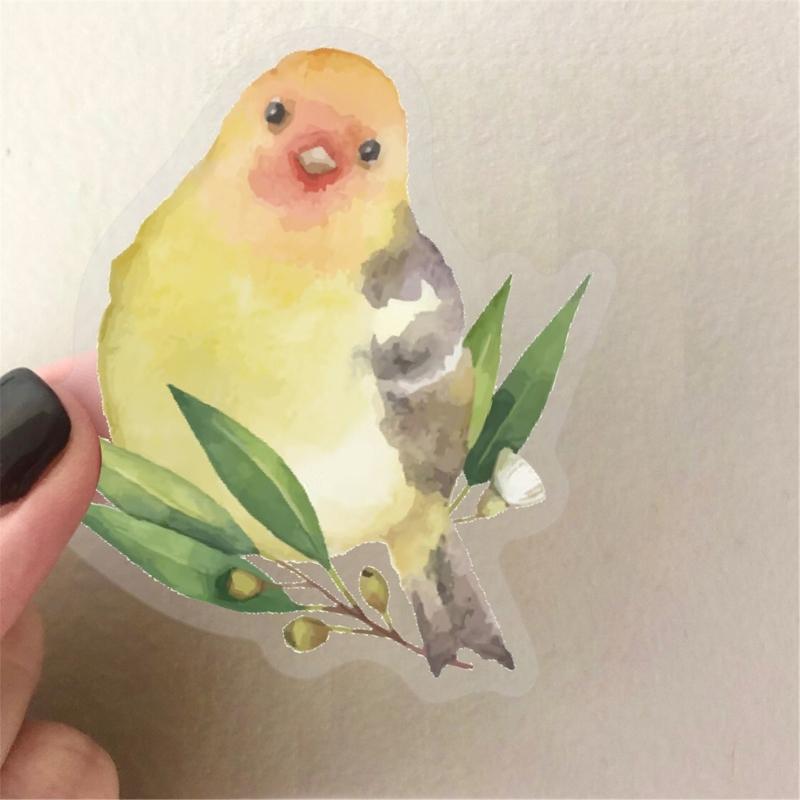 50 Sheets Decorative Sticker Bottle Sticker Reward Sticker Watercolor Bird Graffiti Sticker Decorative Label Sticker