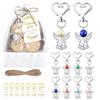 24 Sets Angel Keychains Favor Angel Charms Angel Wing Pendant With Thank You Tags Drawstring Organza Bag Guest Return Gifts