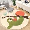 1pc Sloth Family Office Round Area Rug, Indoor Mat Suitable ForOffice, Under Office Chairs Bedroom Living Room Home Decor, D100